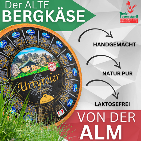 Ur-Tyroler Bergkäse 500g | würzig & cremig 9 Monate gereift | 45 % Fett i. Tr. - Tiroler Bauernstandl