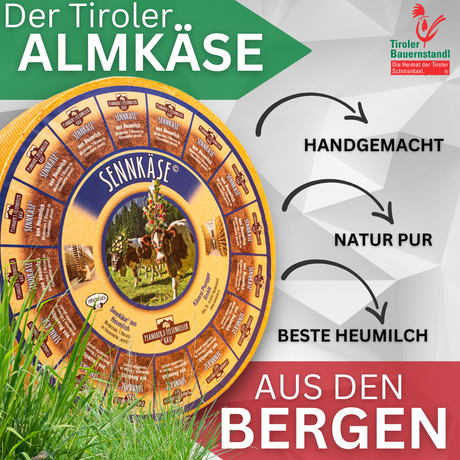 Tiroler Sennkäse cremig milder Schnittkäse 45 % F.i.Tr. - Tiroler Bauernstandl