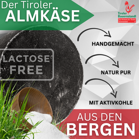 Tiroler Schwarzer Peter würziger Schnittkäse mit Asche | 45% Fett i.Tr - Tiroler Bauernstandl