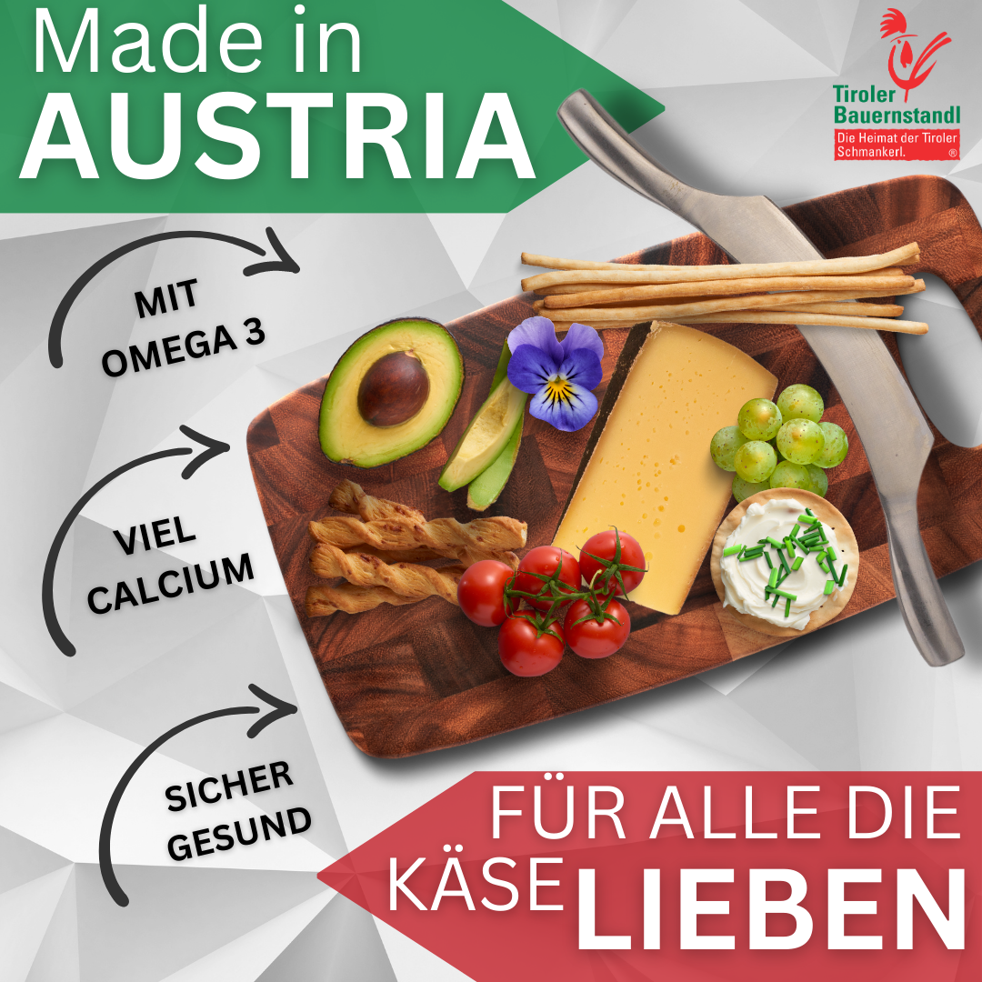 Tiroler Schwarzer Peter würziger Schnittkäse mit Asche | 45% Fett i.Tr - Tiroler Bauernstandl