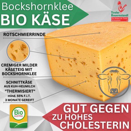 Tiroler Bio Bockshornklee Käse | milder und nussiger Schnittkäse 45 % Fett i.Tr. - Tiroler Bauernstandl