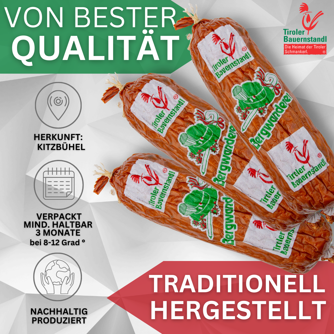 Tiroler Bergwanderer 3 Stück Würste mit Pfefferkörner - Tiroler Bauernstandl