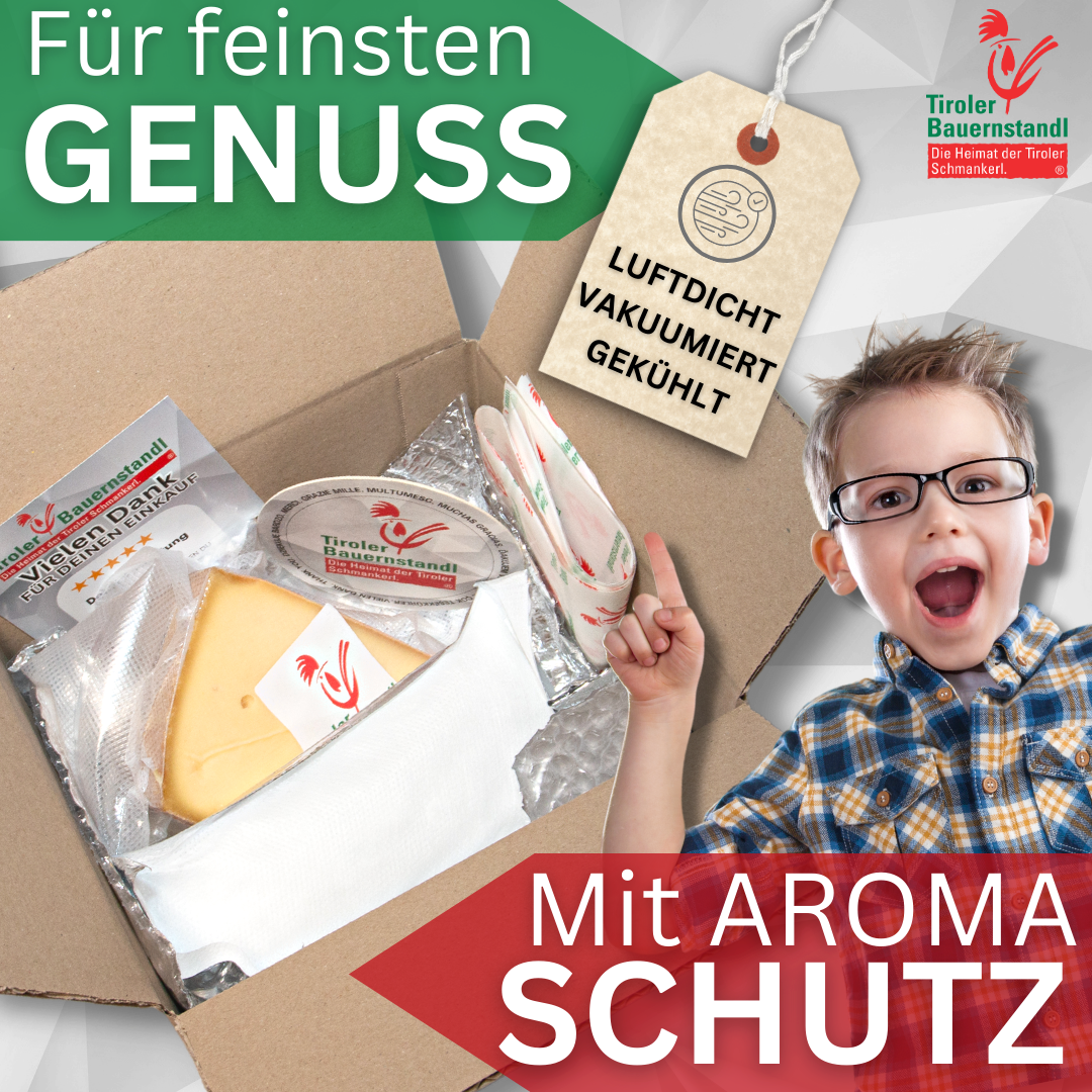 Ur-Tyroler Bergkäse 500g | würzig & cremig 9 Monate gereift | 45 % Fett i. Tr. - Tiroler Bauernstandl