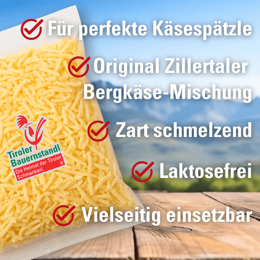 Käsespätzle_Käse gerieben_glutenfreie Spätzle_Käse für Käsespätzle_1Kg_1