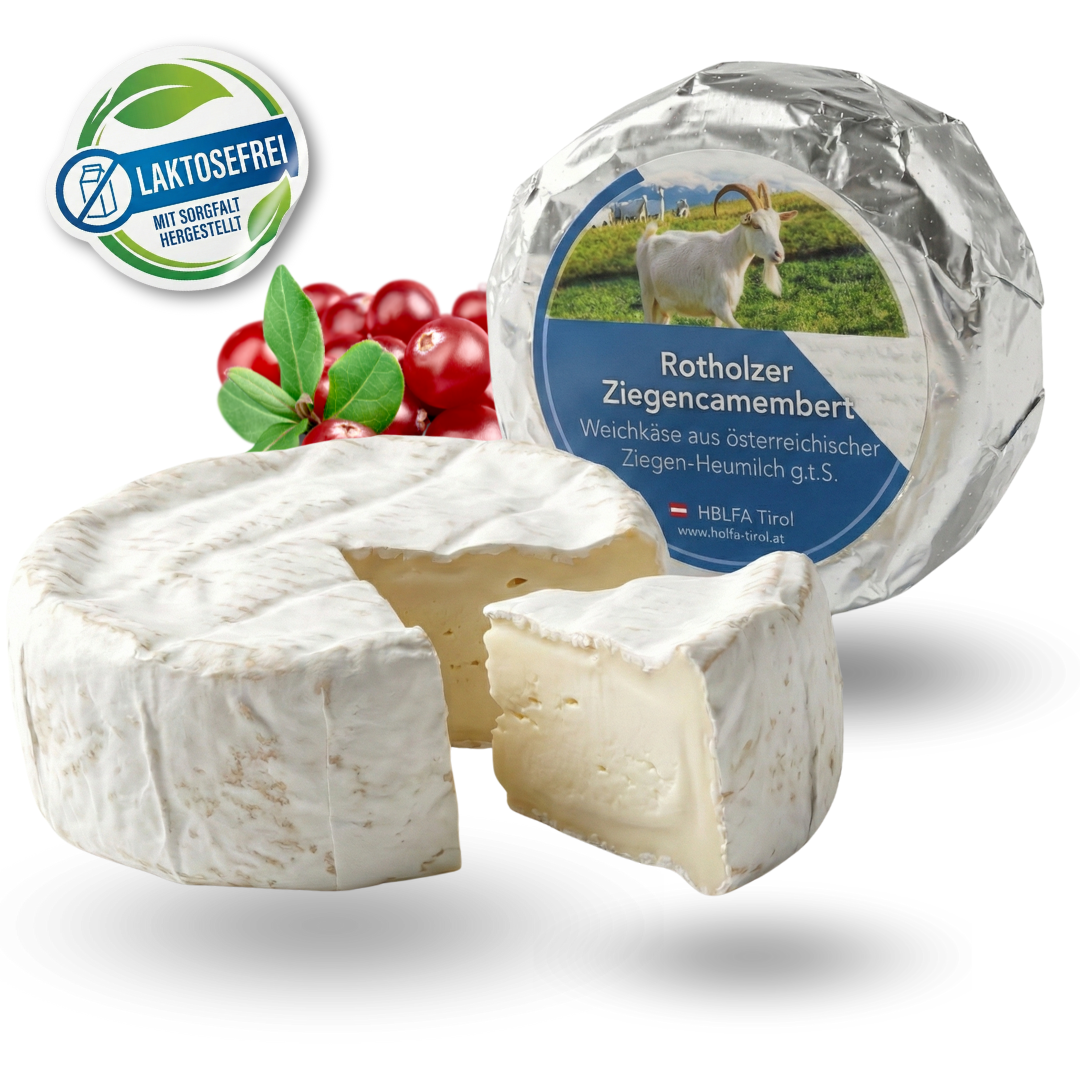 Rotholzer Ziegencamembert – Feinster Tiroler Weichkäse aus 100% Ziegen-Heumilch g.t.S.