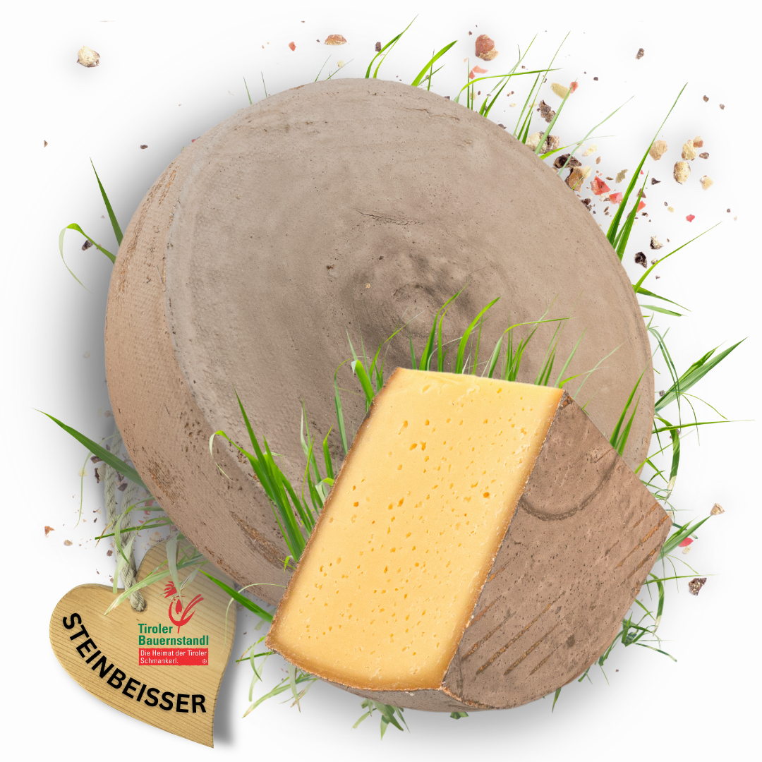 Tiroler Steinbeißer aromatic semi-hard cheese with rock salt | 45% fat i.d. 