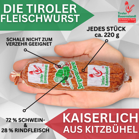 Tyrolean mountain hiker 3 pieces of sausages with peppercorns 