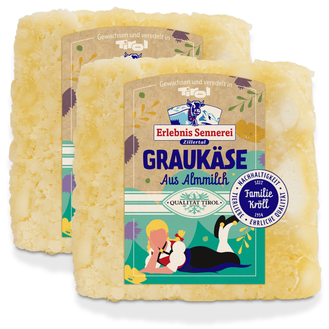 Zillertaler Graukäse Original nur 1 % Fett | 2x 200g