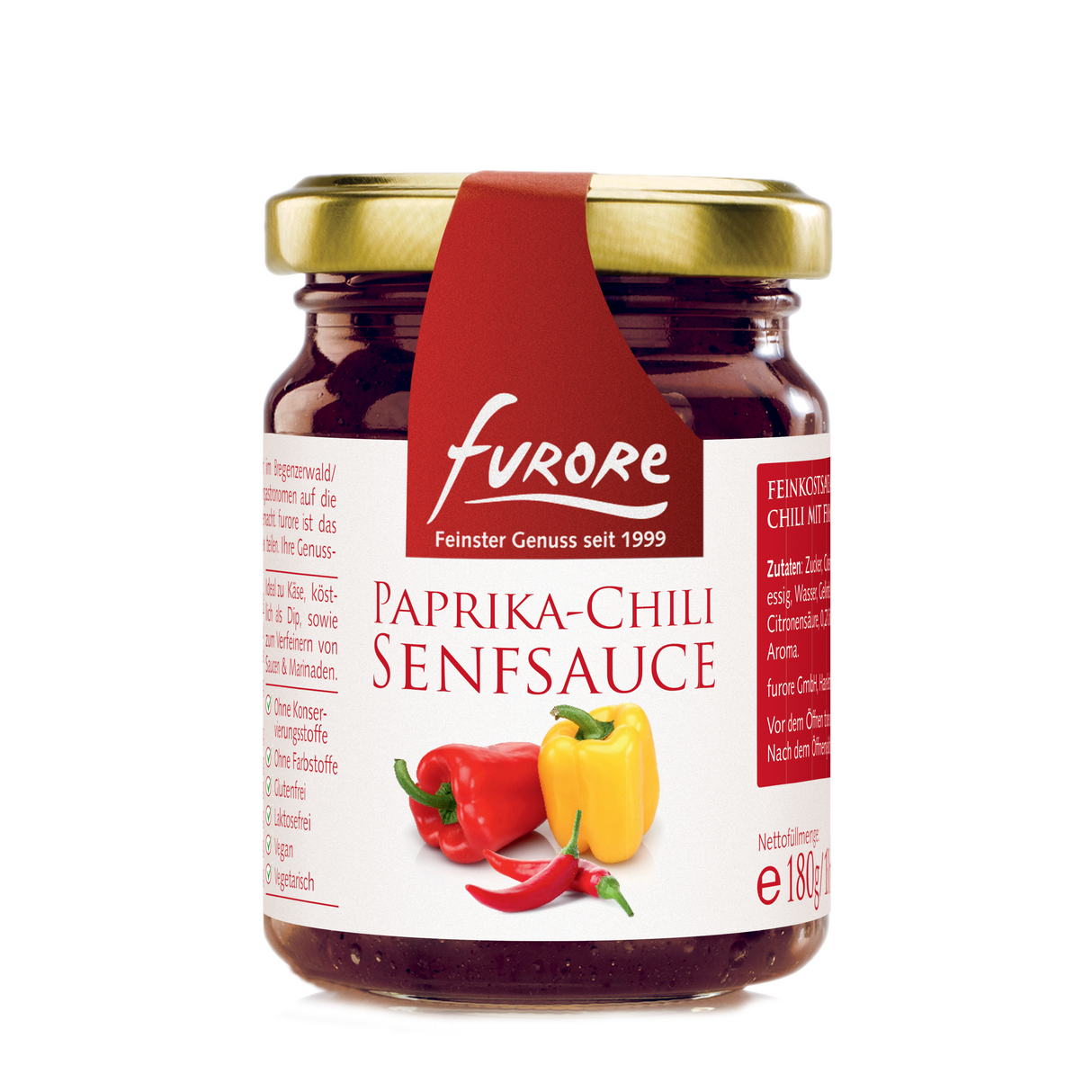 Furore Senfsauce mit Chili und Paprika | Glas 180g